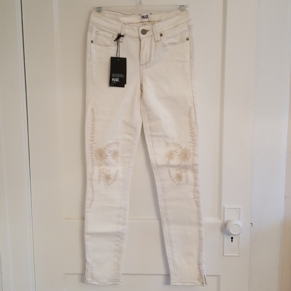 Paige embroidered skinny jeans